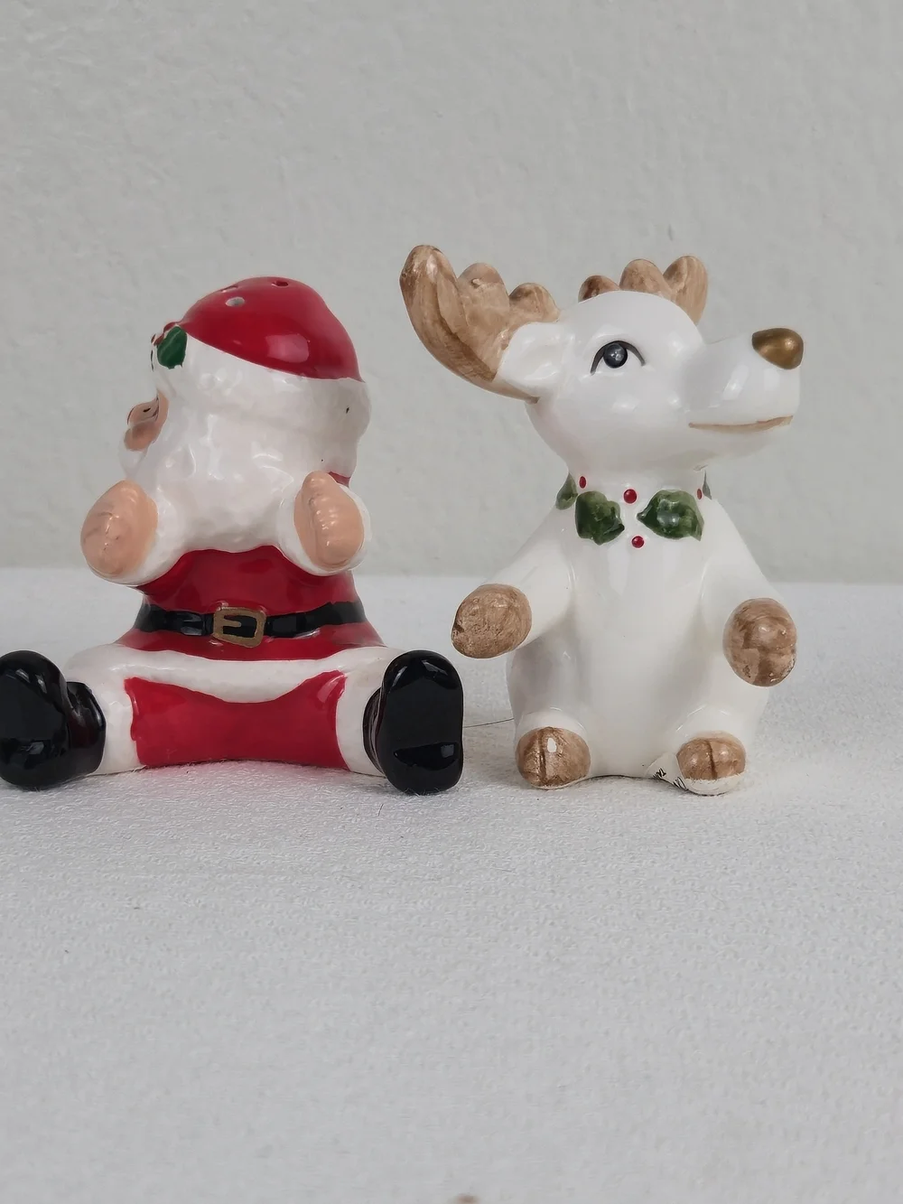 Vintage OCI Omnibus Santa & Reindeer Salt & Pepper Shakers